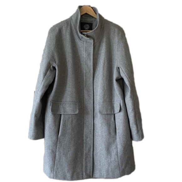 VINCE CAMUTO funnel wool blend fully lined coat jacket full zipper coat grey 1X - Picture 14 of 14